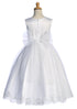 Girls Rhinestone Waist Trim Sequin Embroidered Tulle Satin Communion Dress 6-12